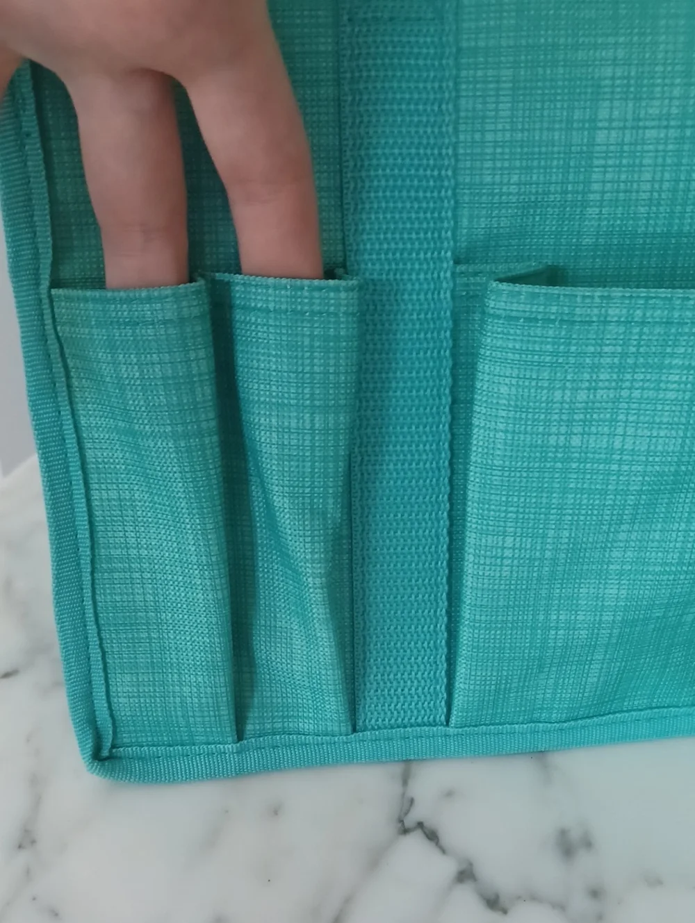 Thirty-one Keep It Caddy turqoise Crosshatch Blue Green Tote approx 6x13x8 Copy
